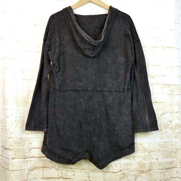 Free People Intimately Just Be Chill Romper Women XS Black Hooded Big Pockets - Picture 5 of 14